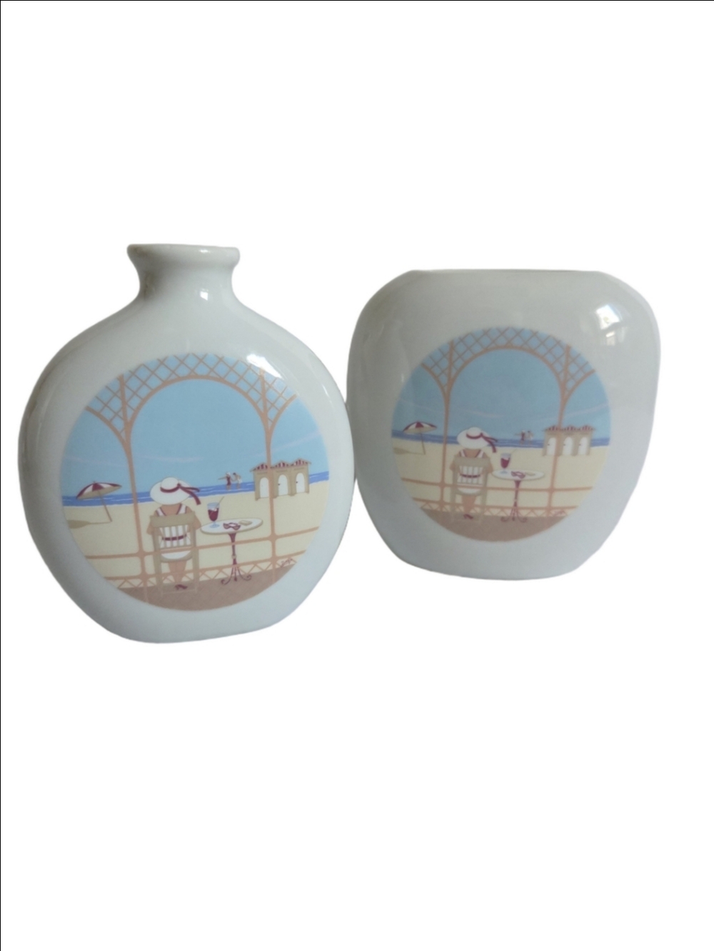 Vintage 60s 2 SAJI Fine China Art Decor Decorative Bud Vases